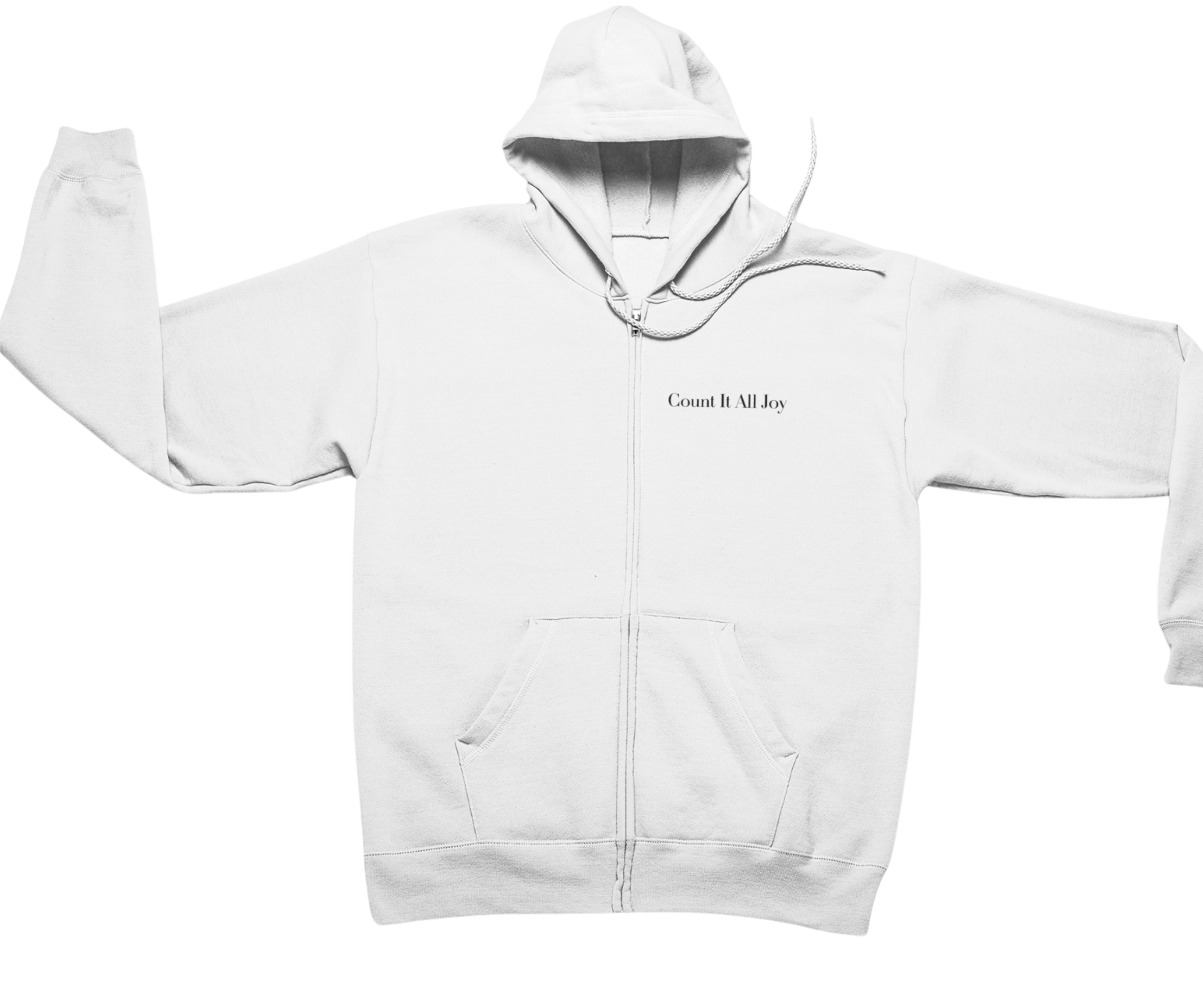 Count It All Joy Embroidered Zip-Up Hoodie Light Pink Purple White