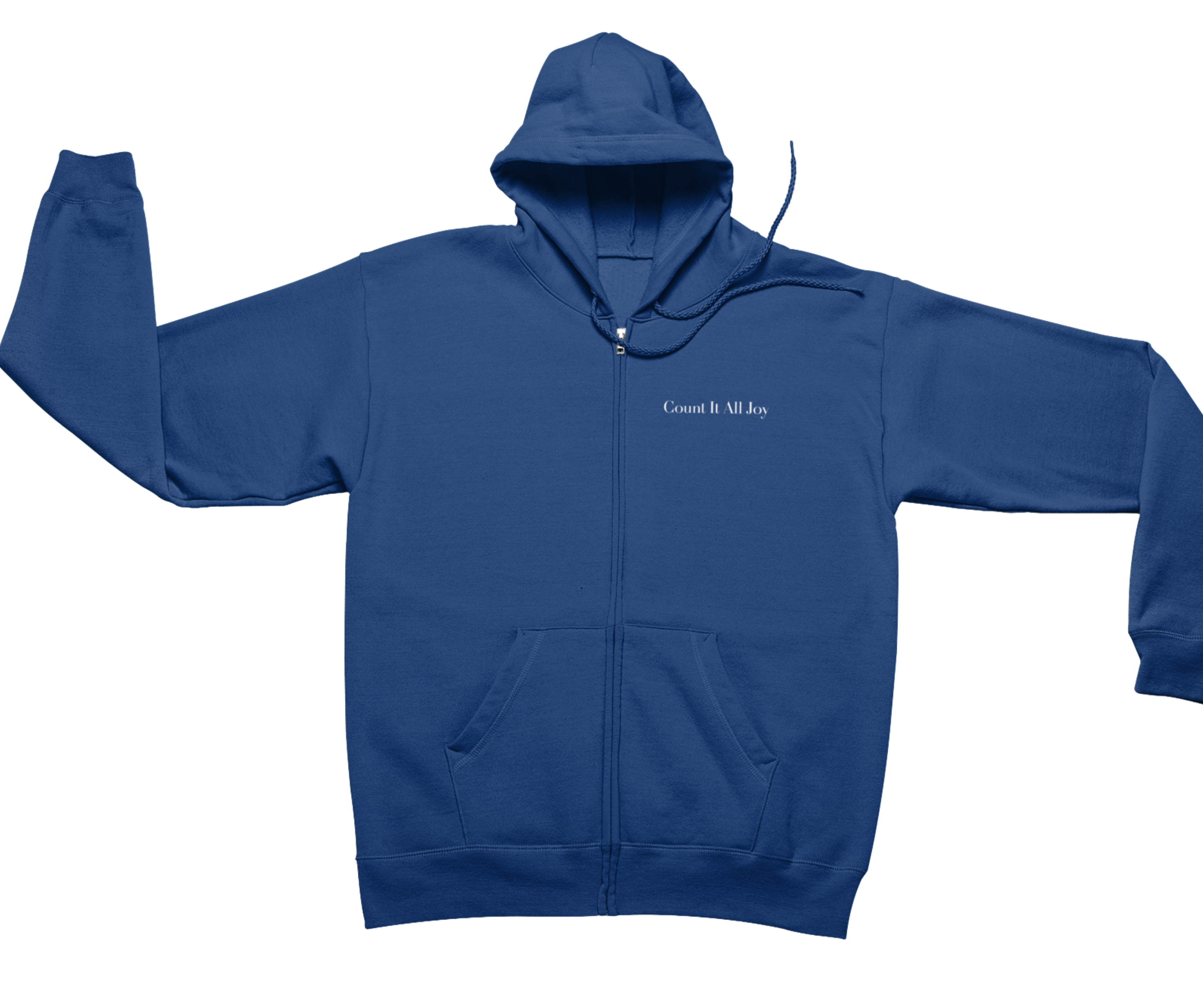 Count It All Joy Embroidered Zip-Up Hoodie Navy Blue Black Red
