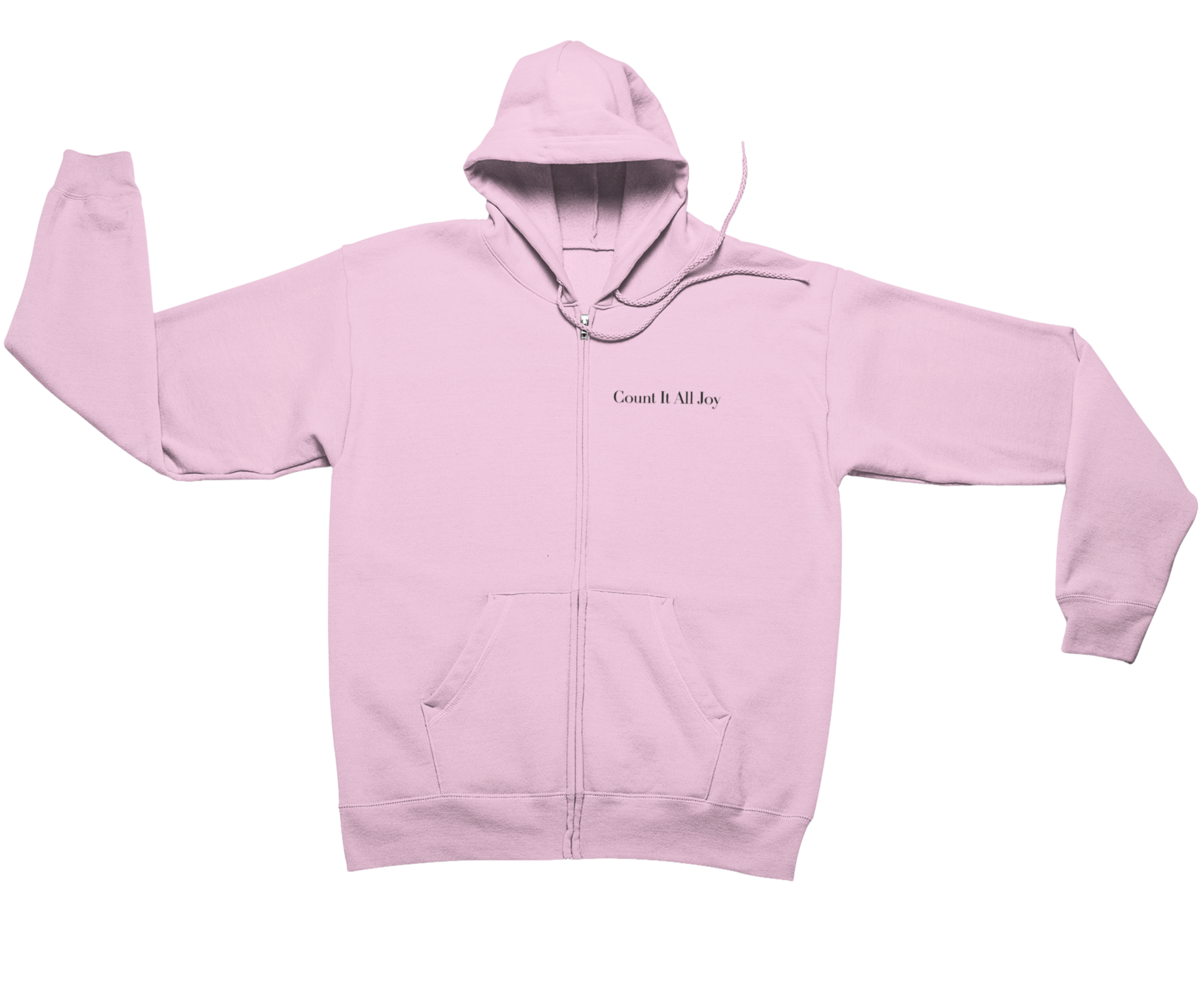 Count It All Joy Embroidered Zip-Up Hoodie Light Pink Purple White