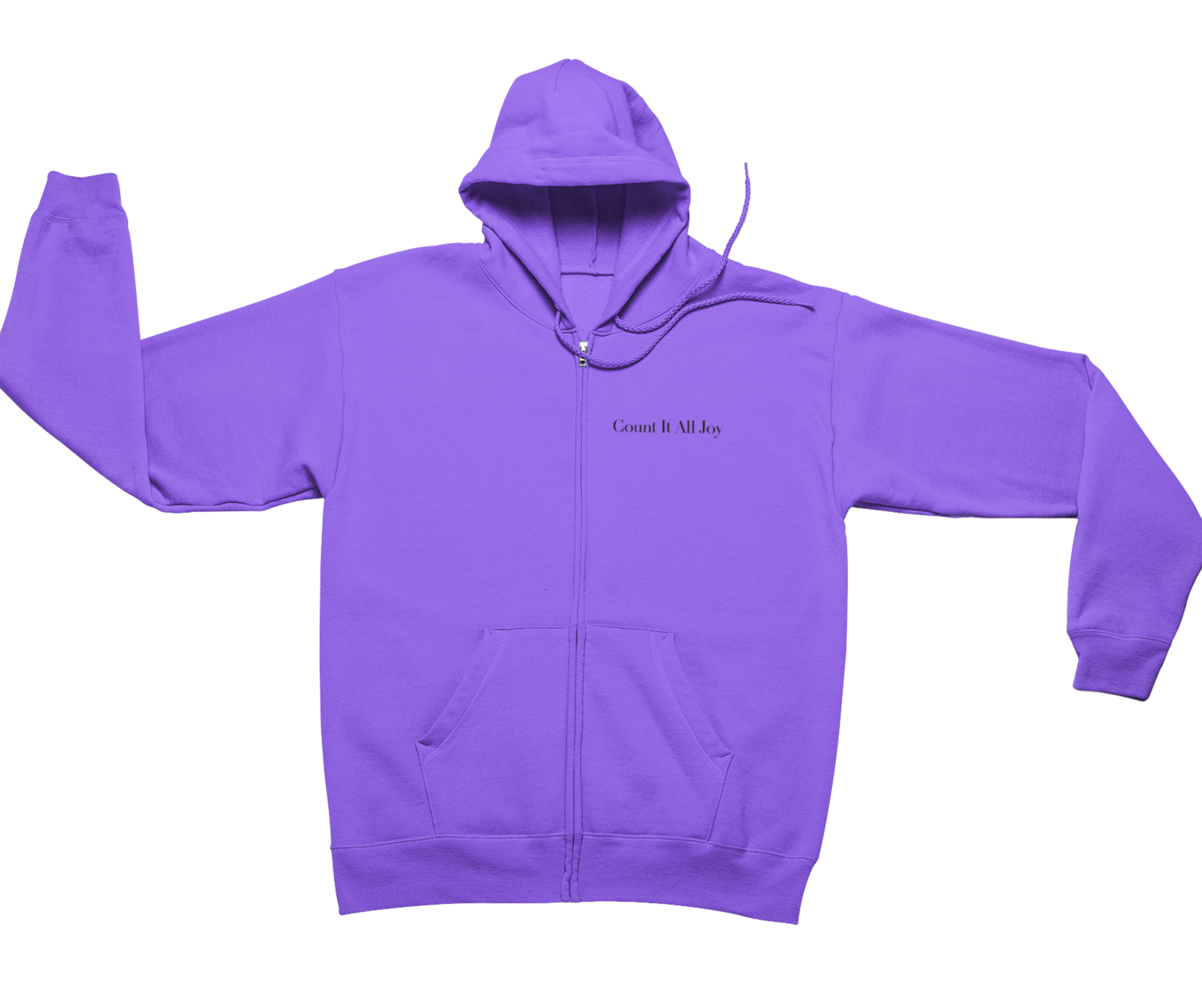 Count It All Joy Embroidered Zip-Up Hoodie Light Pink Purple White