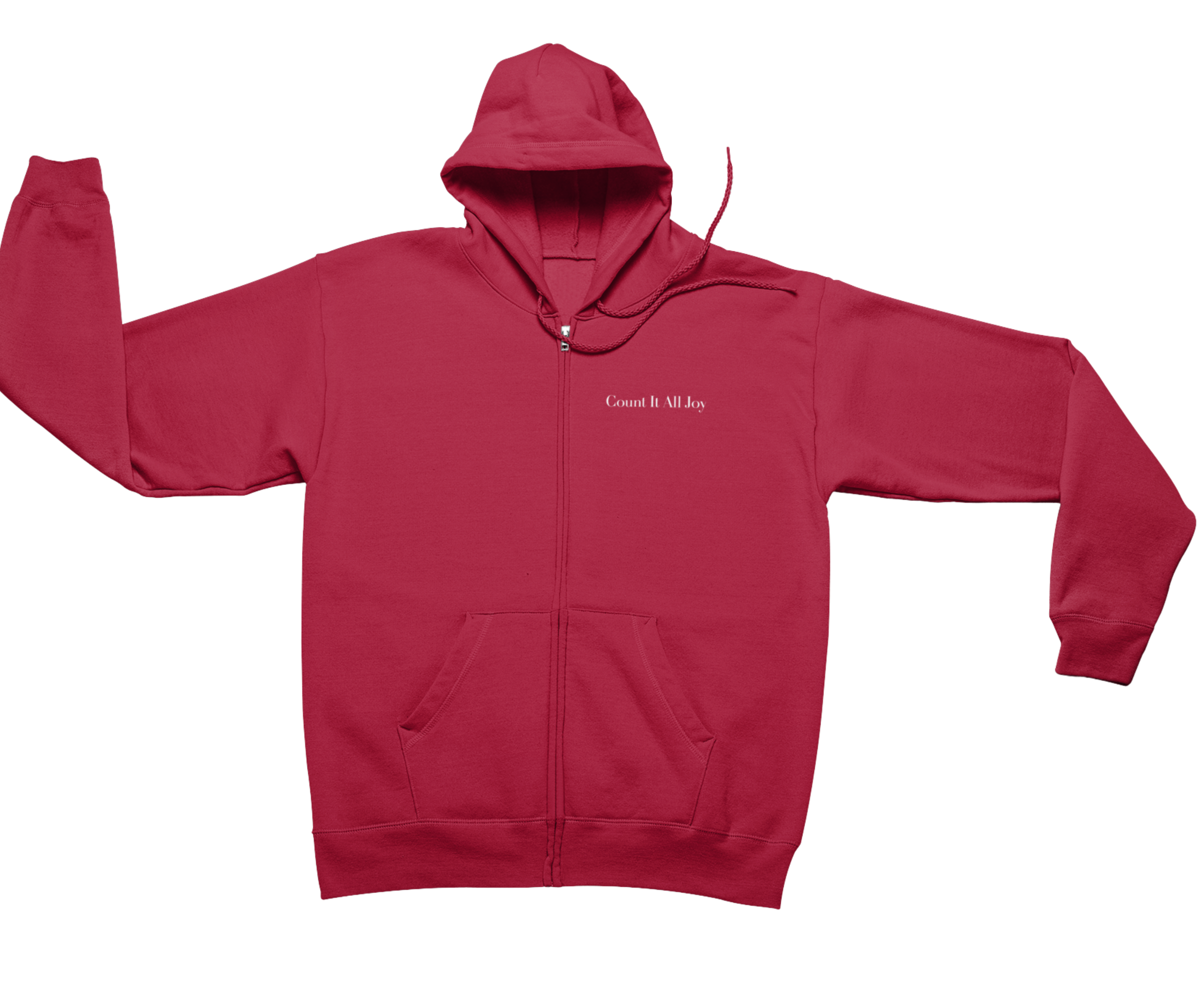 Count It All Joy Embroidered Zip-Up Hoodie Navy Blue Black Red
