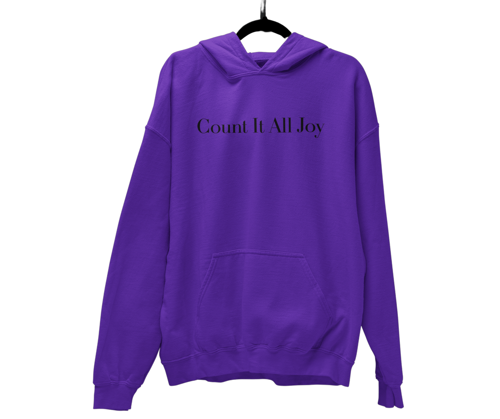 Count It All Joy  Embroidered Pullover Hoodie Red White Red Purple