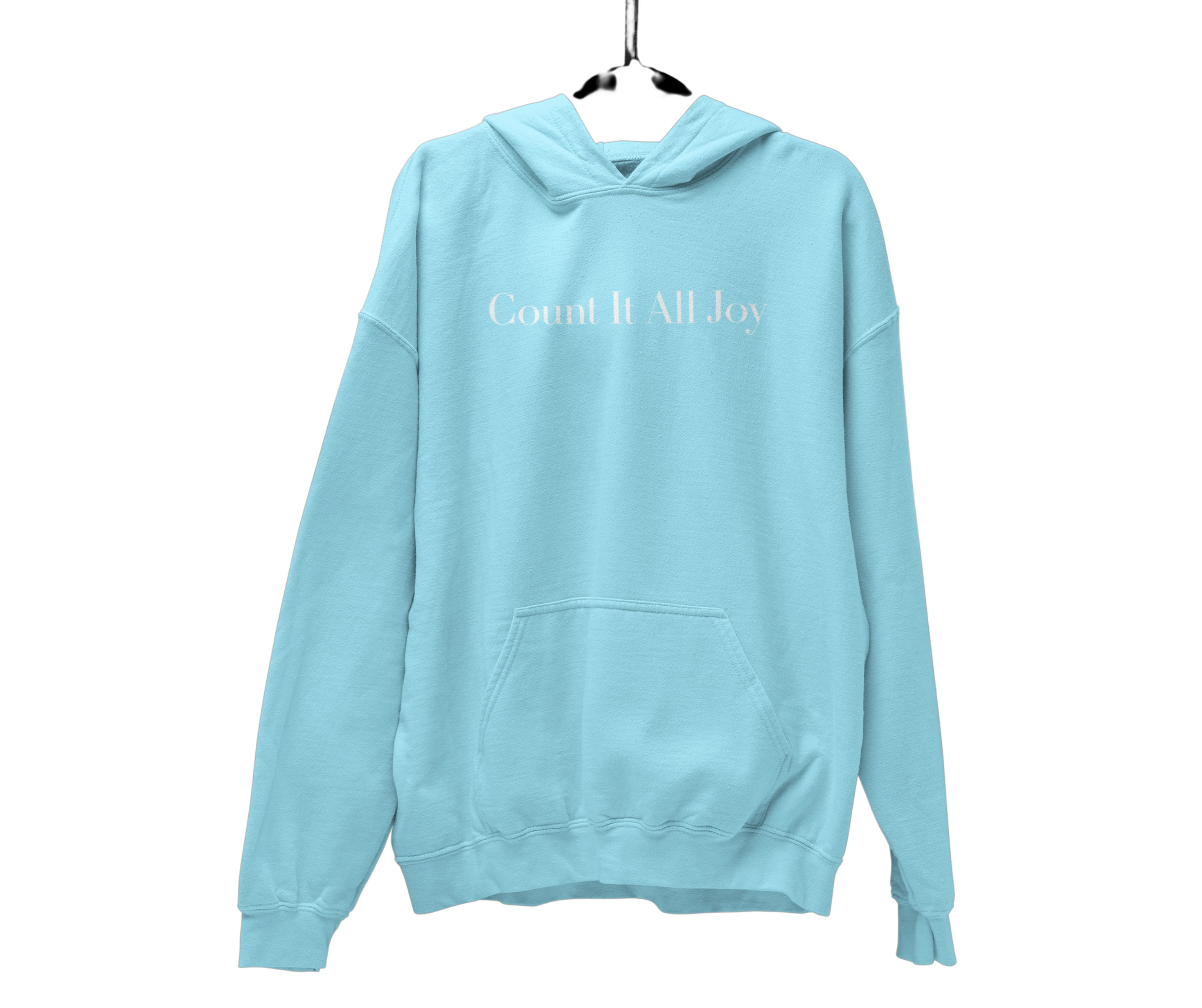 Count It All Joy Embroidered Pullover Hoodie Light Blue Feusha Light Pink