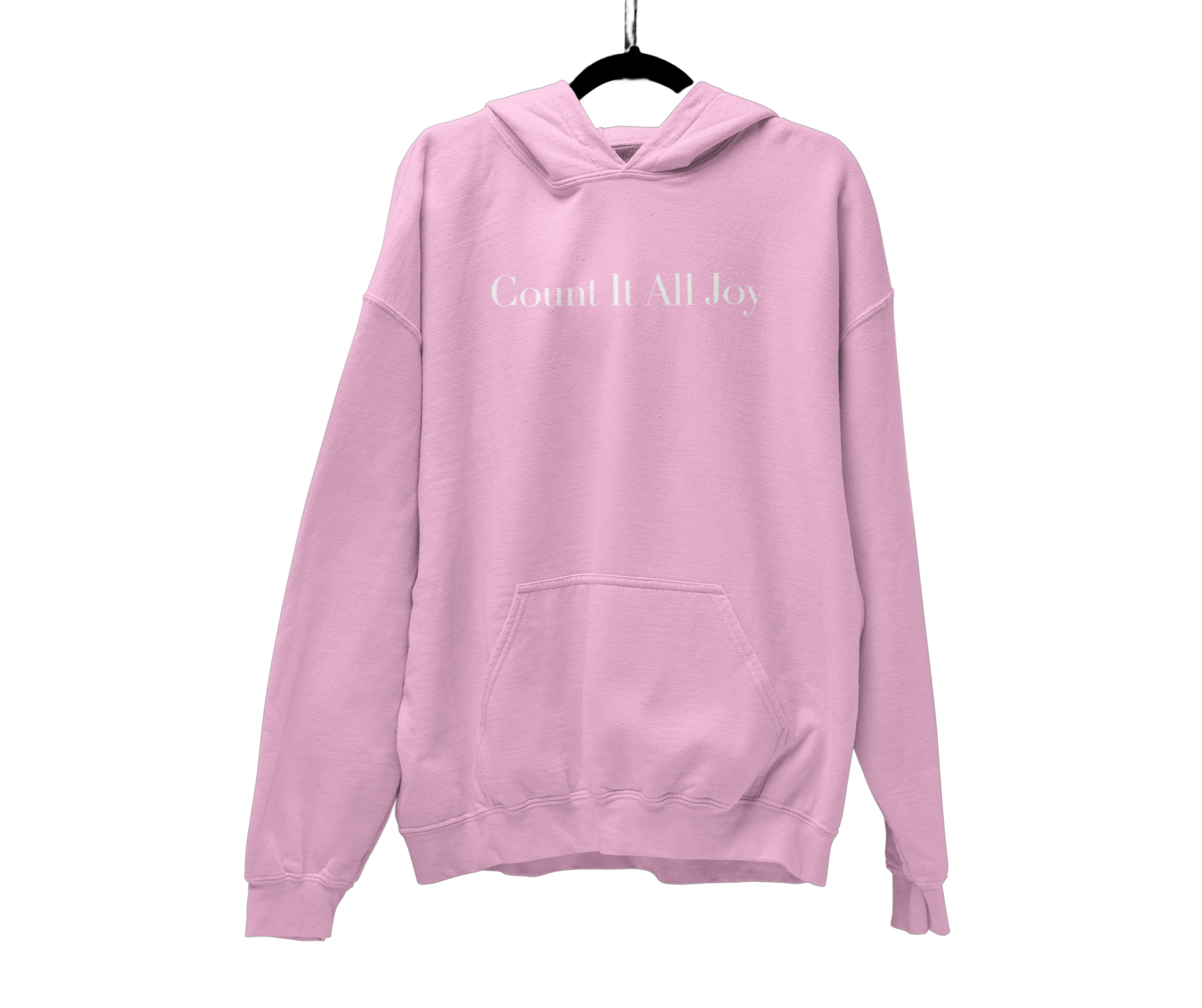 Count It All Joy Embroidered Pullover Hoodie Light Blue Feusha Light Pink
