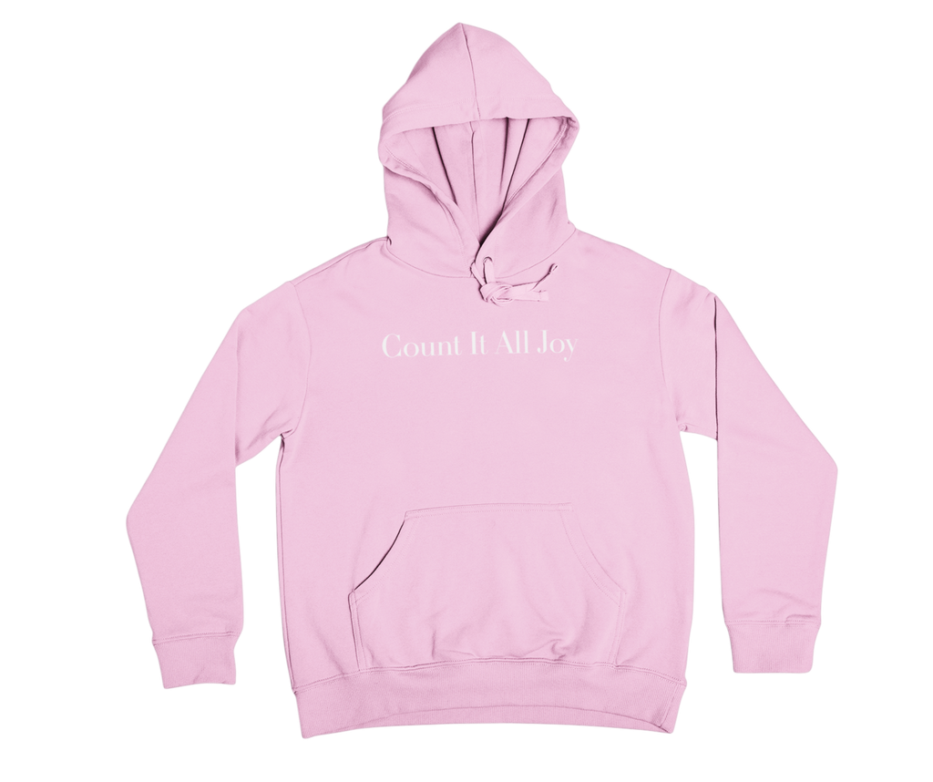 Count It All Joy Embroidered Pullover Hoodie Light Blue Feusha Light Pink