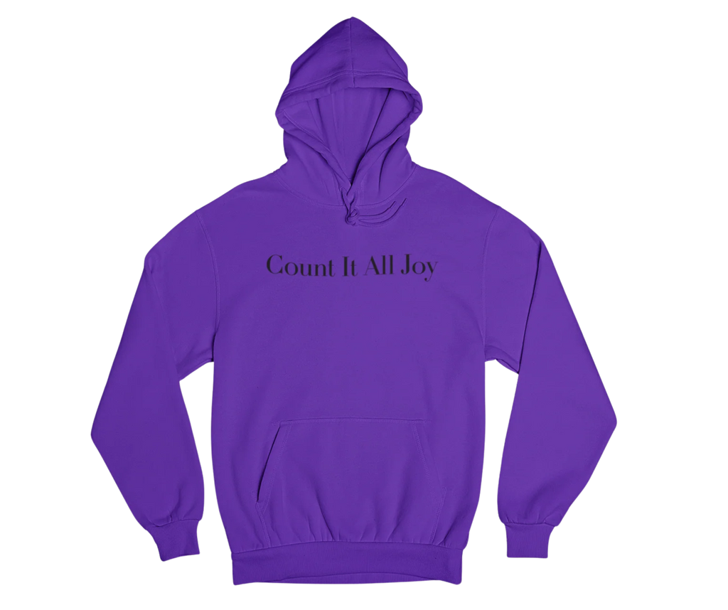 Count It All Joy  Embroidered Pullover Hoodie Red White Red Purple