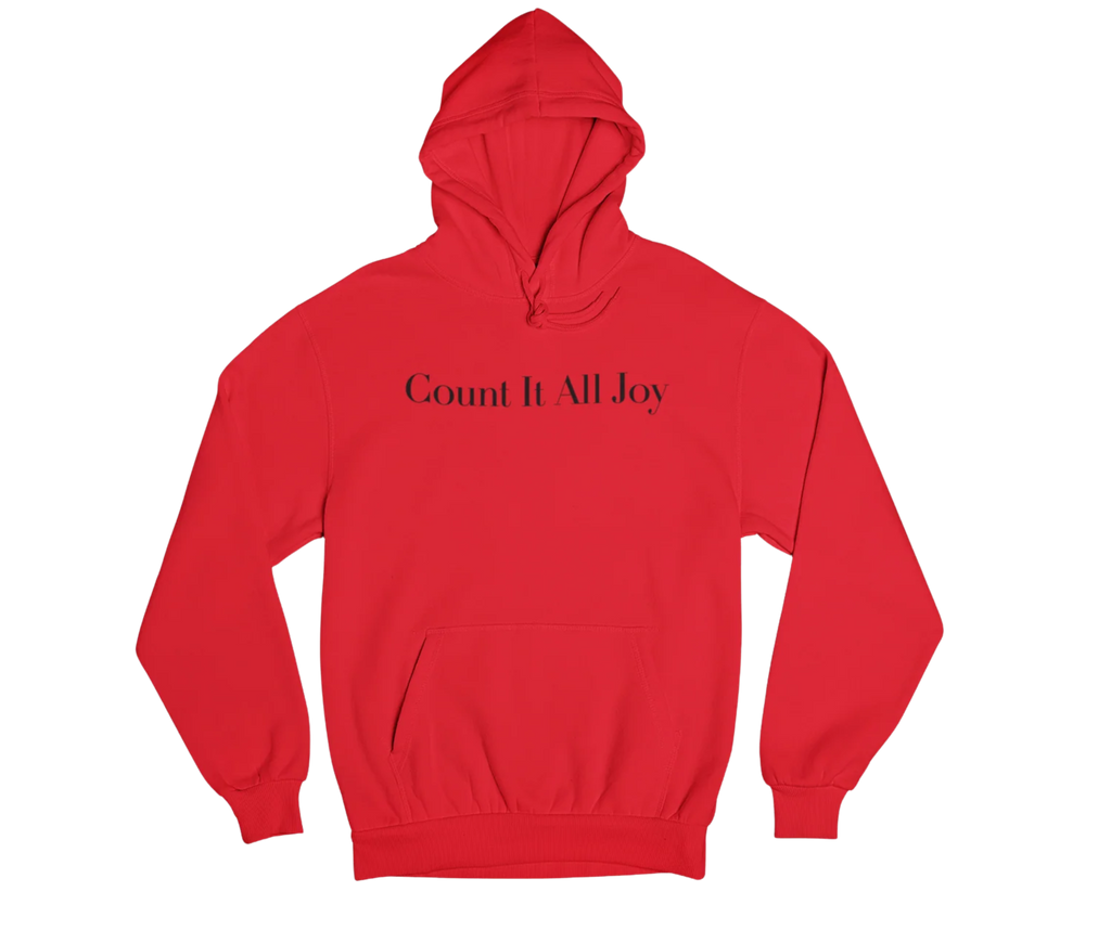 Count It All Joy  Embroidered Pullover Hoodie Red White Red Purple