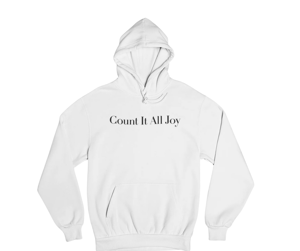 Count It All Joy  Embroidered Pullover Hoodie Red White Red Purple