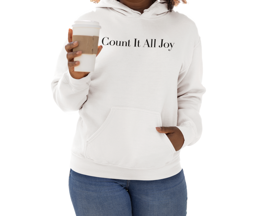 Count It All Joy  Embroidered Pullover Hoodie Red White Red Purple