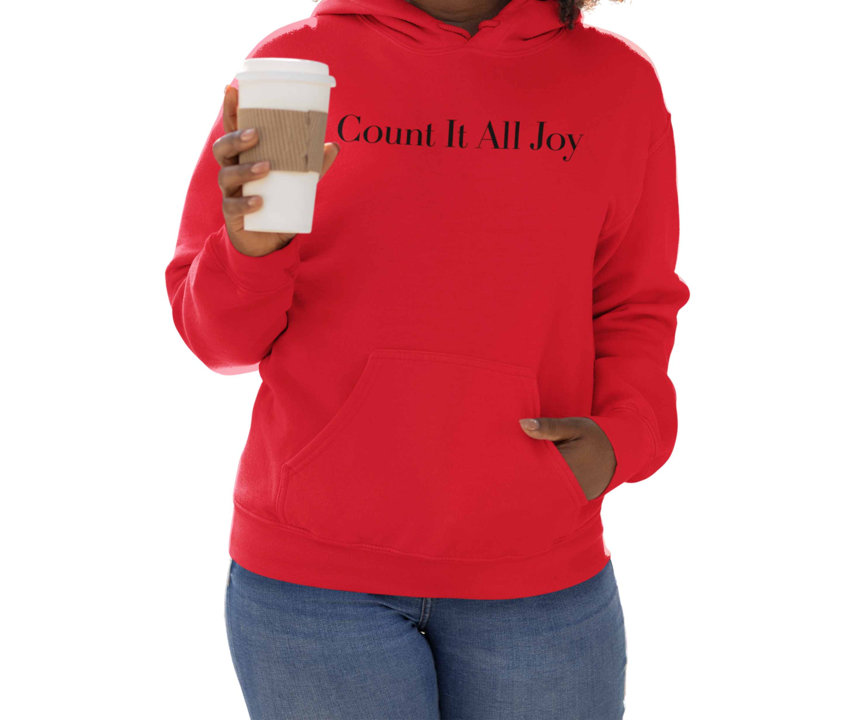 Count It All Joy  Embroidered Pullover Hoodie Red White Red Purple
