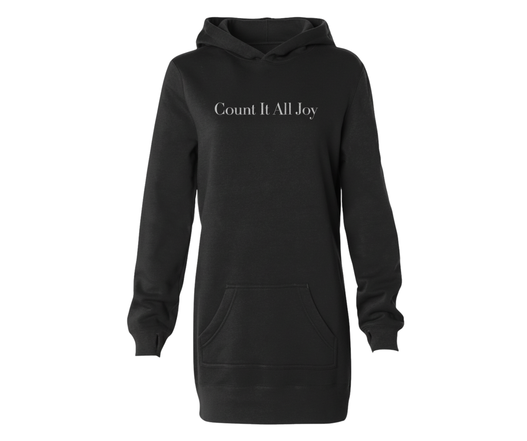 Embroidered Count It All Joy Hoodie Dress Maroon, Black Carbon