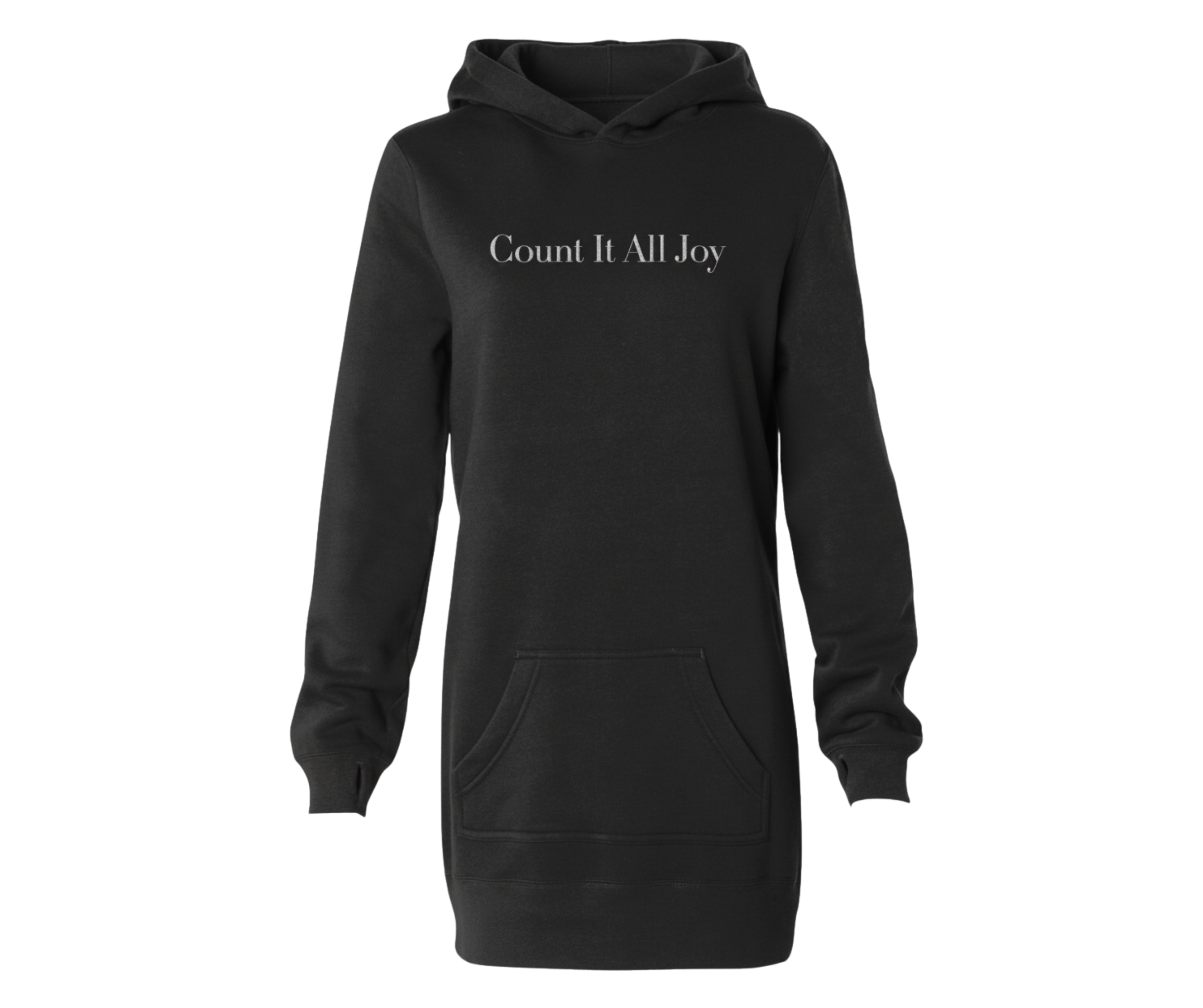 Embroidered Count It All Joy Hoodie Dress Maroon, Black Carbon