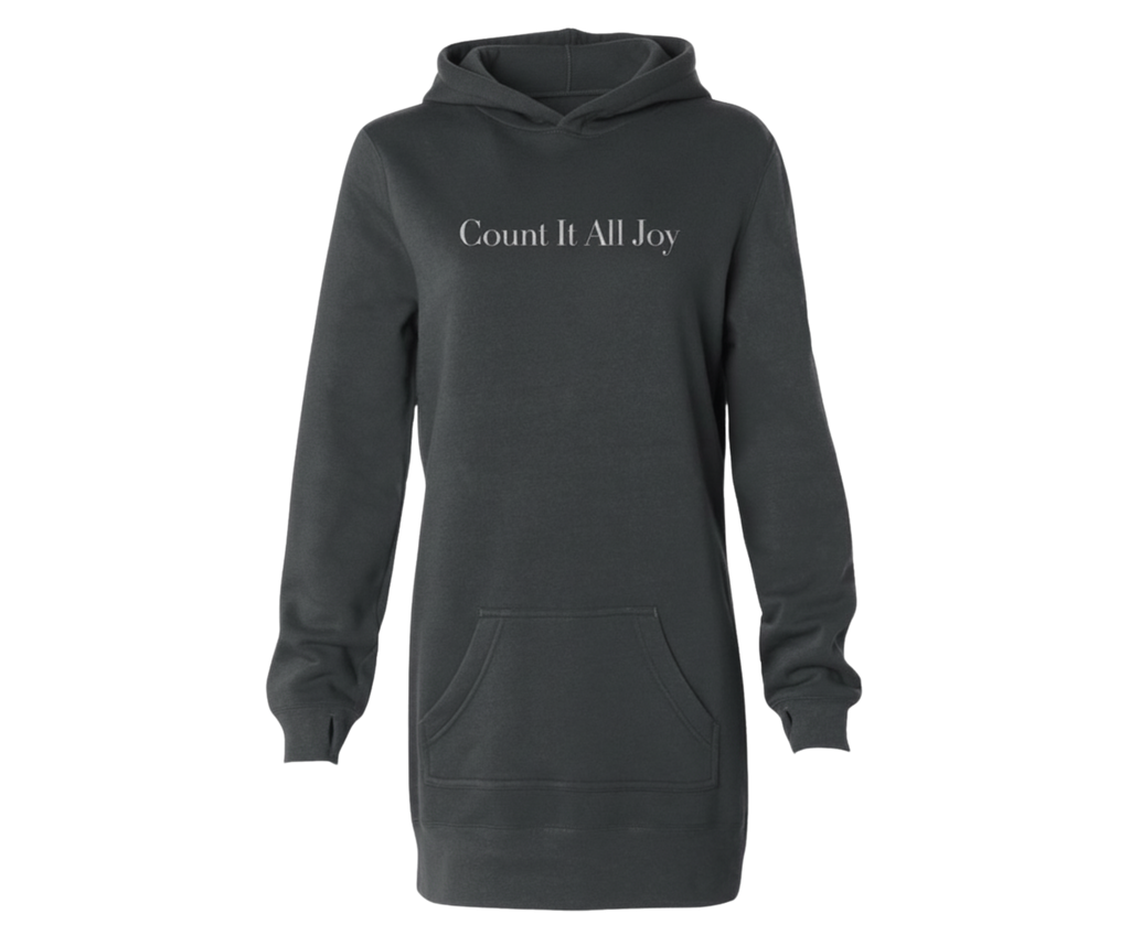 Embroidered Count It All Joy Hoodie Dress Maroon, Black Carbon