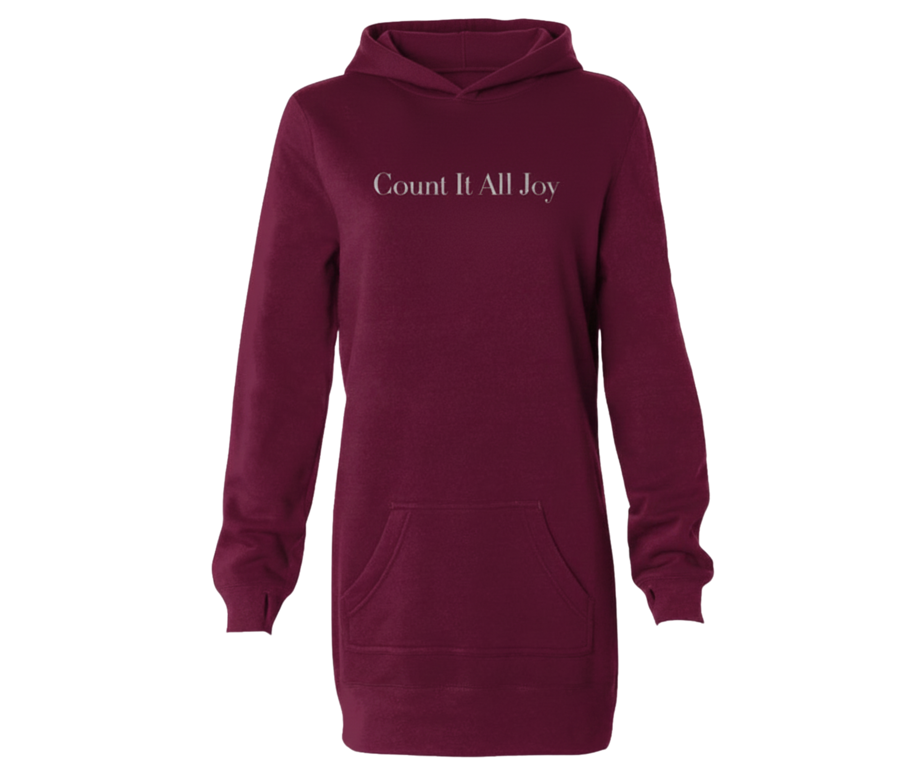 Embroidered Count It All Joy Hoodie Dress Maroon, Black Carbon