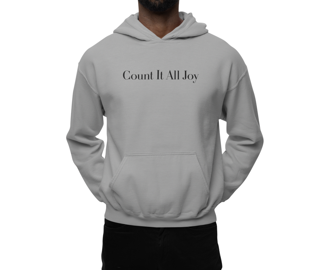 Count It All Joy Embroidered Pullover Hoodie Charcoal Sand Green