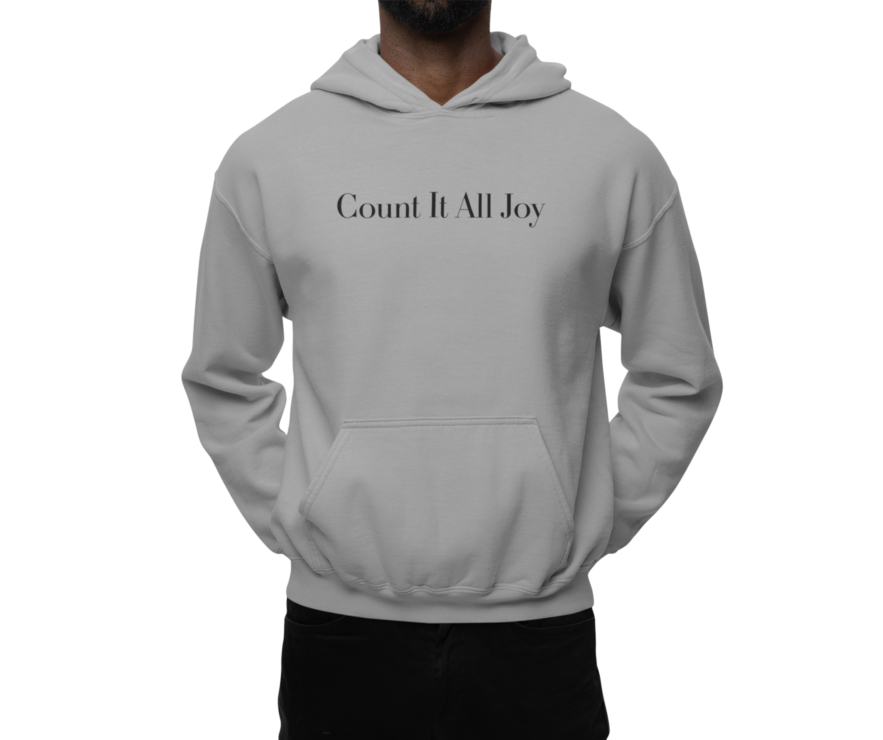 Count It All Joy Embroidered Pullover Hoodie Charcoal Sand Green