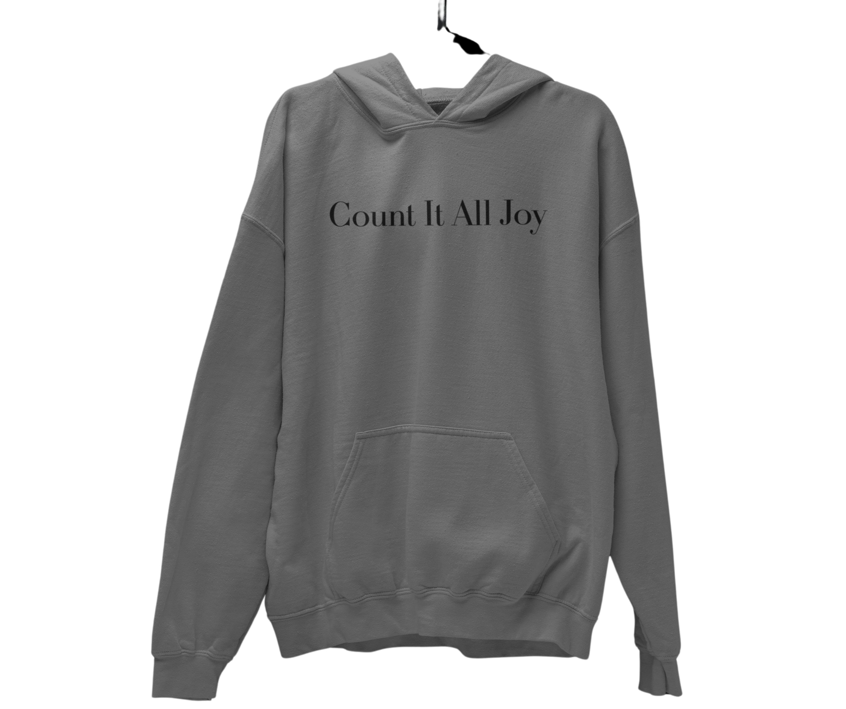 Count It All Joy Embroidered Pullover Hoodie Charcoal Sand Green