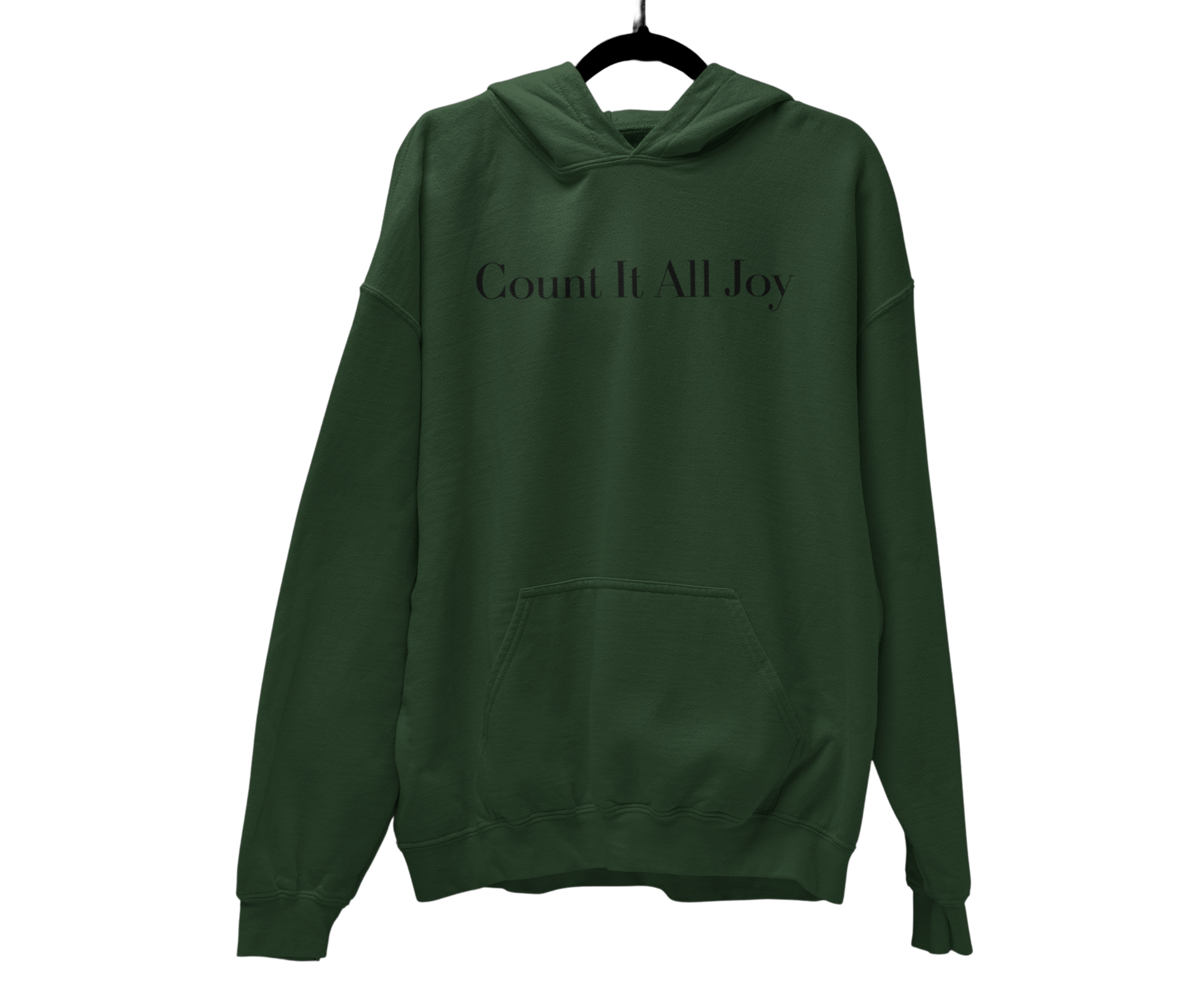 Count It All Joy Embroidered Pullover Hoodie Charcoal Sand Green