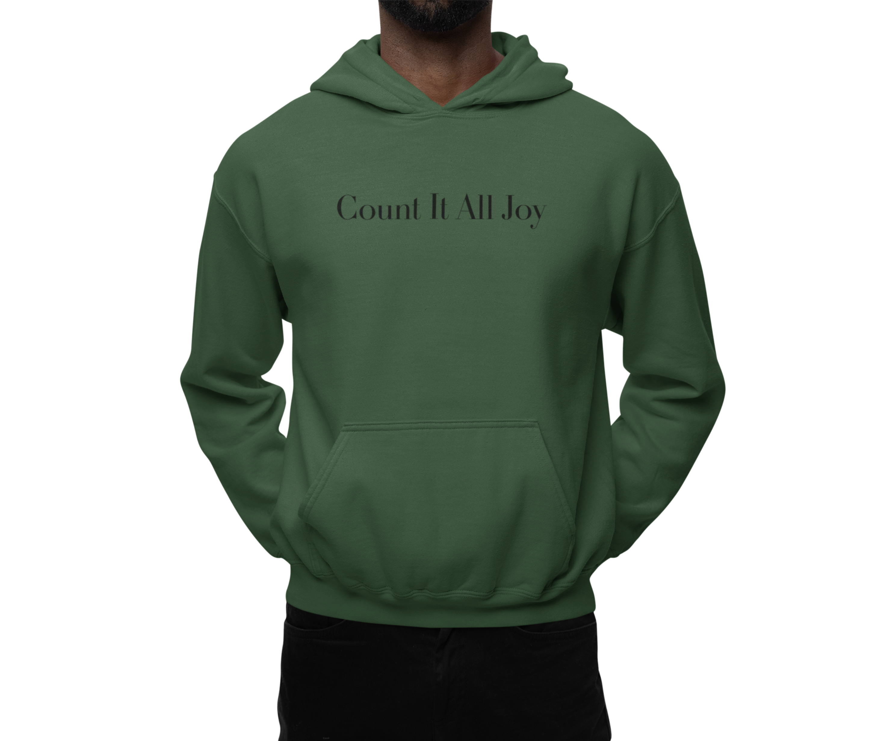 Count It All Joy Embroidered Pullover Hoodie Charcoal Sand Green