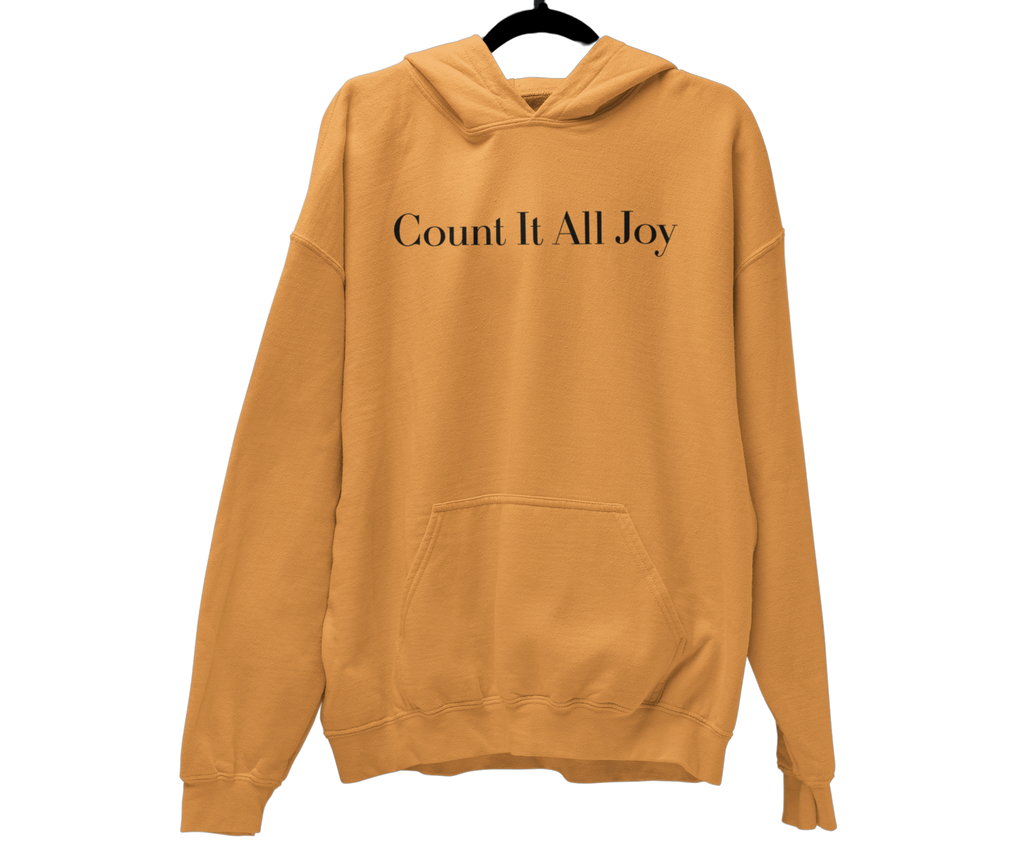 Count It All Joy Embroidered Pullover Hoodie Charcoal Sand Green
