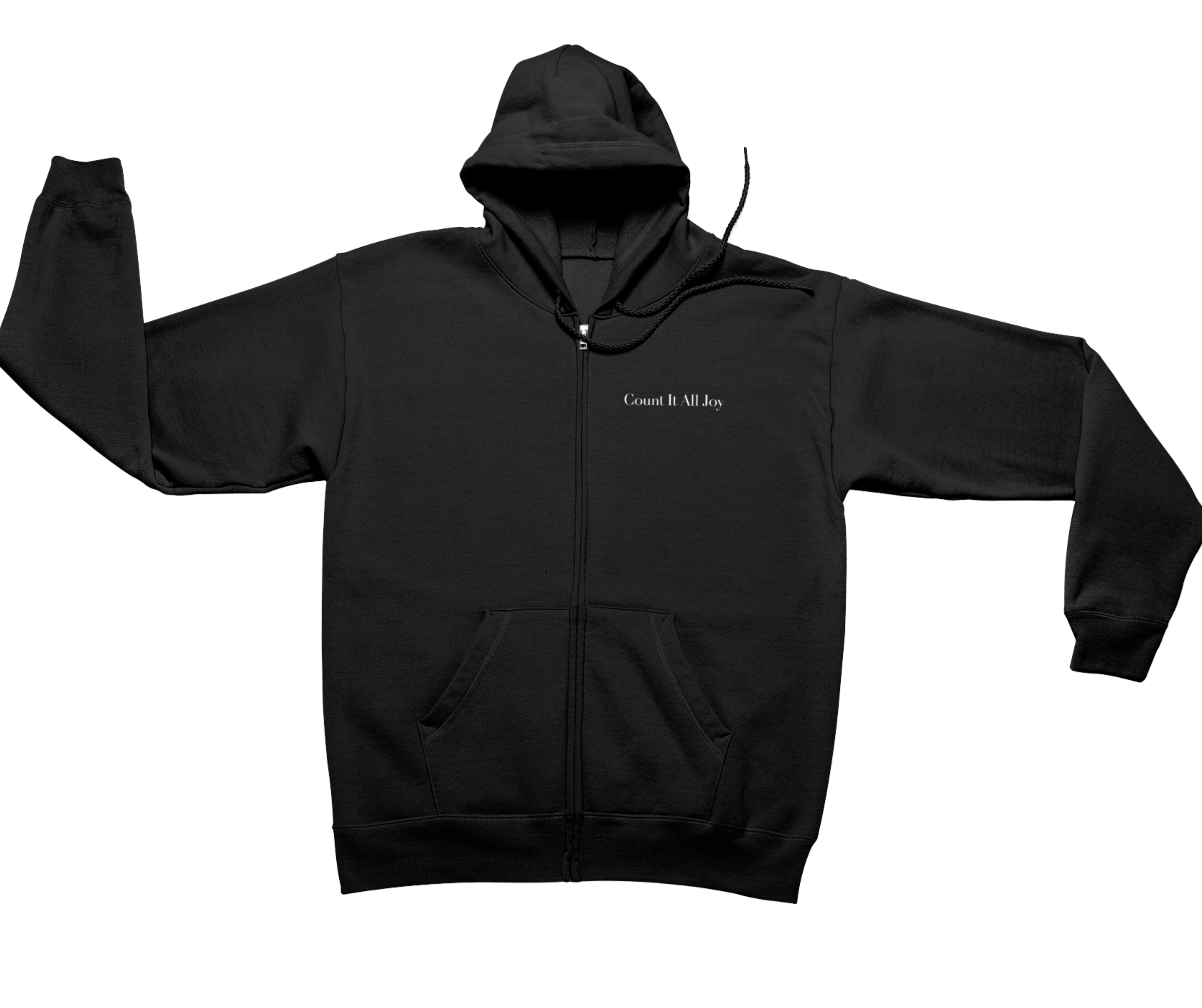 Count It All Joy Embroidered Zip-Up Hoodie Navy Blue Black Red